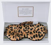 ZIMASILK Adjustable 100% 22 Momme Mulberry Silk Sleep Mask for Sleeping, Filled with Premium Mulberry Silk, Softest & Breathable Silk Eye Sleeping Mask (Leopard-Black Golden)