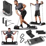 SQUATZ Apollo Board Gym, Version II Updated 288 LBS Resistance Foldable Multifunctional Workout Device with 5 Training Modes, Accessories, Home Gym Equipment, Bluetooth and Wifi, AI Muscle Training