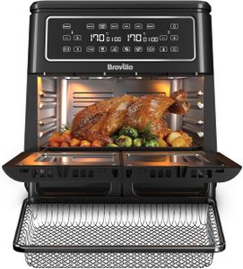 Breville Halo Flexi Digital Dual Air Fryer Oven, 11L – Large Mesh Tray, Black
