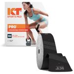 KT Tape, Pro Synthetic Kinesiology Athletic Tape, 150 Count, 10” Precut Strips, Jet Black