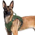 rabbitgoo Dog Harness Large Dog No Pull, Tactical Adjustable Pet Harness with Molle Panel, Breathable Military Vest Harness, Reflective Dogs Vest Easy Control Handle for Walking Training, XL, Green