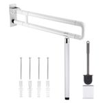 YUCHENGTECH Toilet Grab Rail 75x70cm Foldable Drop Down Toilet Rails Bathroom Stainless Steel Fold Down Handicap Toilet Grab Bars with Leg Anti-Slip Fluorescence Rings for Elderly Disabled Pregnant