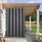 NICETOWN Blackout Outdoor Patio Curtain & Drape Waterproof, Top and Bottom Rustproof Grommets Heavy Weight Windproof Sunlight Blocking Keep Privacy for Yard/Pergola, 1 Piece, W84 x L84, Grey