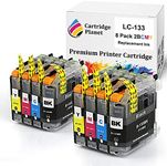 Cartridge Planet 8 Pack (2BK,2C,2M,2Y) Compatible Ink for Brother LC-133 LC133 for Brother DCP J152W J172W J4110DW J552DW J752DW MFC J245 J4410DW J4510DW J470DW J4710DW J475DW J650DW J6520DW J6720DW..