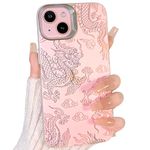 NITITOP Compatible with iPhone 13/14 Case Cute Pink Design Girly Women with Cool Dragon Iridescent Bling Laser Holographic Sparkly Shockproof Soft TPU Bumper Protective Phone Cover - Dragon