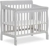 Dream On Me Aden 4-in-1 Convertible Mini Crib In Grey, Greenguard Gold Certified, Non-Toxic Finish, New Zealand Pinewood, With 3 Mattress Height Settings