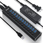 Powered USB Hub, ikuai 13 Port Aluminum USB 3.0 Hub with 72W (12V/6A) Power Adapter, Individual On/Off Switches, USB Splitter for MacBook PC Laptop and More