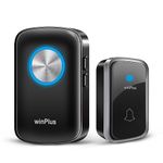 winPlus Wireless Door Bell for Home Long Range,Waterproof Calling Bell for Office,Cordless Door Bell up to 500ft Range with 60 Chimes, 4-Level Volume(Black)