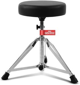 Pyle Adjustable Drum Throne Stool with Double-Braced Tripod Legs, Foam-Cushioned Seat, Non-Slip Feet, Foldable Design, Durable Steel Build, On Stage & in-Studio Use, 21.25"x21.25"x22.80" Inch