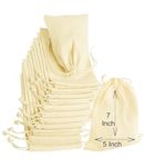 Breezy Blends Khadi Cotton 10 Pcs – (5 x 7 Inch) Muslin Bags Cotton Drawstring Bags Sachet Bag Pouch for Home Supplies & Packing Potli Bag