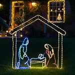 Festive Lights - 1.2m Nativity Scene Christmas Silhouette Figures - 384 Multicoloured LEDs - Mains Powered Freestanding Indoor Outdoor Rope Light Motif Decoration