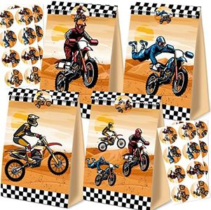 24pcs Dirt Bike Party Bags Motorcycle Birthday Party Supplies Dirt Bike Party Favors Motorcycle Birthday Decorations Dirt Bike Candy Gift Bags for Kids