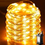 FANSIR Plug in LED String Lights, 300 LED Plug Fairy Lights 99 feet 8 Modes Silver Wire Lights Dimmble Waterproof String Lights for Bedroom Wedding Party Indoor Outdoor Decoration (Warm White)