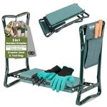 My Garden Kneeler & Stool with Handles – 3-in-1 Folding Garden Weeding Stool, Heavy Duty Kneeling Bench with Tool Bag & Claw Gardening Gloves, Comfortable Seat for Gardening, Seniors & Outdoor Use
