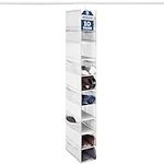 ZOBER 10-Shelf Hanging Shoe Organizer (1 Pack) Hanging Closet Shoe Organizer with Side Mesh Pockets, Space Saving Shoe Holder & Storage, Closet Organizer Great for Shoes, Purses, Handbags Etc. (White)