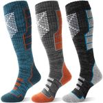 Anlisim Merino Wool Ski Thermal Unisex Socks for Men Women Winter Warm Thick Knee High Long Skiing Snowboarding Socks 3 Pairs Gift Stocking Stuffers(Orange/Navy/Black,Medium)