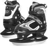 Nattork Adjustable Ice Skates,Ice Skating for Kids, Boys and Girls,Hockey Lace-Up Skates for Outdoor and Rink,Soft Padding and Reinforced Ankle Support with 4 Sizes Adjustments,Black,L