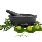 VintageBihar Boat shape mortar and pestle set in Granite Stone - 6" to 24" - Ideal kharal for ayurvedic medicine and kitchen