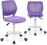 BABY JOY Kids Desk Chair, Adjustable Children Study Chair, Swivel Chair Armless Mesh Task Student Chair, Child Desk Chair with Adjustable Height & Lumbar Support Computer Chair (Purple)