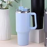 40OZ Tumbler with Straw Lid and Handle Double Wall Vacuum Insulated Travel Mug Stainless Steel Water Bottle Coffee Mug Travel, BPA Free