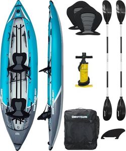 Driftsun Rover Inflatable Kayak - White Water Kayaks for 1 and 2 Person, High Pressure Dropstitch Floor Kayak for Adults with Padded Seats, Action Cam Mount, Aluminum Paddles and Quick Inflate Pump