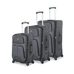 SWISSGEAR 6283 Amazon Exclusive Premium 3pc Spinner Luggage Set with Dopp Kit Bundle- Dark Grey