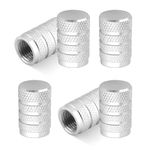 6PCS Tire Valve Stem Caps with Seal Ring,Aluminium Alloy Car Tire Air Caps for Protect Tyre Valves,Car Tire Caps Automotive Exterior Accessories for Cars,Trucks,Motorcycles (Silver)