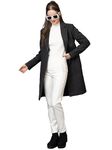 CHKOKKO Winter Wear Single Breasted Solid Long Coat for Women Black 3XL