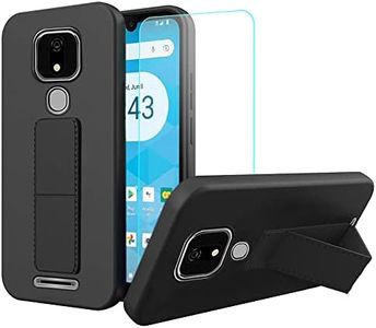 Ans Artia ACK2326 Phone Case: Stand, Tempered Glass Protector, Folding Kickstand, Shockproof TPU - Black