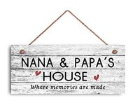 New Sign Nana and Papa's House Sign Where Memories are Made Distressed Style Gift for Grandparents Rustic Hearts 6" x 12"