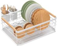 Xversion Dish Drying Racks, Anti Rush Draining Rack, Utensil Storage Shelf Holder Kitchen Countertop Cutlery Holder 43 x 30.5 x 14 cm (White)