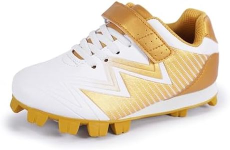 Sooneeya Youth Trainers Shoes Fashion Baseball Cleats Lightweight Running Softball Shoes Gold Size 13 M US Little Kid