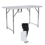 Lakhow 122CZ Folding Tables Camping Table 4FT Adjustable Heightï¼Ë† 49/61/74CMï¼â€° Portable Dining Table Party,Height Adjustable Craft Camping and Utility Folding Table,White Granite