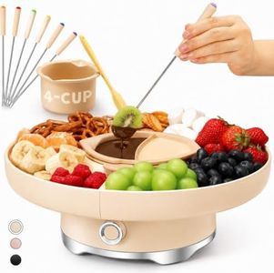 LUSHYUM Electric Chocolate Fondue Set, 4-Cup Chocolate, Rotating Tray