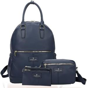 LONDON FOG - Backpack | Travel Backpack for Women | Purse | Laptop Backpack | Crossbody Bag and Wallet Set | Set of 3, Navy, Large, Shoulder Wear