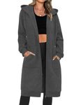 Zeagoo Women's Casual Zip up Hoodies Long Tunic Sweatshirts Jackets Fashion Plus Size Hoodie with Pockets Dark Grey