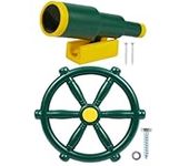 Ulgoo Playground Accessories for Kids, Swingset Attachments with Pirate Ship Wheel, Toy Telescope, Telephone and Safety Handles for Outdoor (Green 2 Pcs)