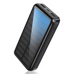 SOXONO Solar Powered Power Bank - 30000mAh Portable Solar Charger, 2 USB Ports High-Speed Panel External Battery Packs Solar Portable Power Bank for iPhone, Android and More