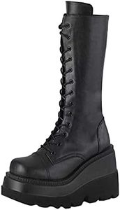 Stivali Donna Scarpe Stringate Basse Piattaforma Scarpe Grosse Stivali Casual Zeppe Punk Goth Cerniera Stivali a metà Polpaccio (41,Nero)