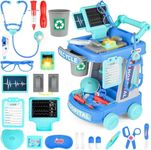 deAO Doctors Trolley Set for Kids, Doctors Playsets for Kids age 3-12, Toys Little Doctors Kids Medical Centre for Girls and Boys, Children Role Play, Birthday Christmas Toy (BLUE)