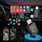 Mini Android Auto Wireless Adapter & Carplay Wireless Adapter, 2-in-1 Wireless Carplay Dongle for OEM Wired Carplay Android Auto Car, Wireless CarPlay Adapter for iPhone iOS 10+/Android 11+ (Black)