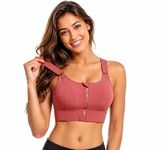 GLAMORAS Women Poly Spandex Padded High Impact Front Zip Compression Sports Bra Criss Cross Back Adjustable Velcro Strap at Band & Shoulder for Gym, Yoga, Running, Fitness & Workout - Size: M-4XL
