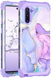 Hekodonk for Samsung Galaxy Note 10 Case,Heavy Duty Shockproof Protection Hard Plastic+Silicone Rubber Hybrid Protective Case for Samsung Galaxy Note 10,Amethyst Purple Marble