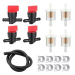 17Pcs Inline Fuel Filters, 1/4" Inline Gas Fuel Cut Off Shut Off Valve Kit Replacement for B&S 494768 493960 698183 698181 697947 Lawn mowers, Lawn tractor, Generators, Garden machines