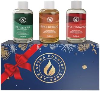 Aroma Country Winter Scent Gift Set – Essential Oils for Diffusers, Reed Diffusers & Oil Warmers | Apple Cinnamon, Fraser Fir, & Gingerbread Scents | Perfect for Home Fragrance