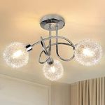 Depuley 3 Way Elegant Ceiling Light Fitting,LED Ceiling Light with Mesh and Glass Lamp Shades,Semi Flush Mount Ceiling Spotlight for Living Room,Bedroom,Dining Room,Hallway(G9 Bulbs is Not Include)