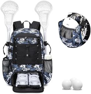 KAVIGOR Lacrosse Bag for Kids and Youth, Lacrosse Backpack with Helmet Holder and Shoes Compartment, Waterproof Field Hockey Gears Bag for Boys & Girls