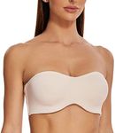 MELENECA Women's Strapless Bra for Large Bust Minimizer Unlined Bandeau with Underwire Sand Dollar 40DD