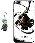 Compatible with iPhone 6 Plus/iPhone 6s Plus Case One Piece Anime Design [with Roronoa Zoro Figure Keychain], Soft Silicone TPU Animation Cool Phone Case for iPhone 6 Plus/iPhone 6s Plus