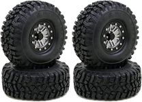 R.S 4PCS 120MM 1.9" Rubber Pitbull Tires & Metal Beadlock Wheel Rims for 1:10 RC Rock Crawler car Axial SCX10 90046 TRX-4 S291